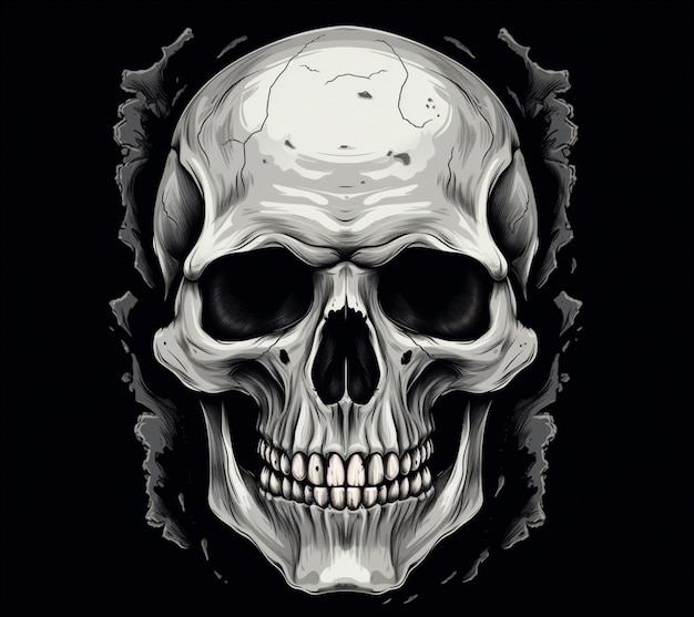 Un crâne avec un gros crâne au milieu.