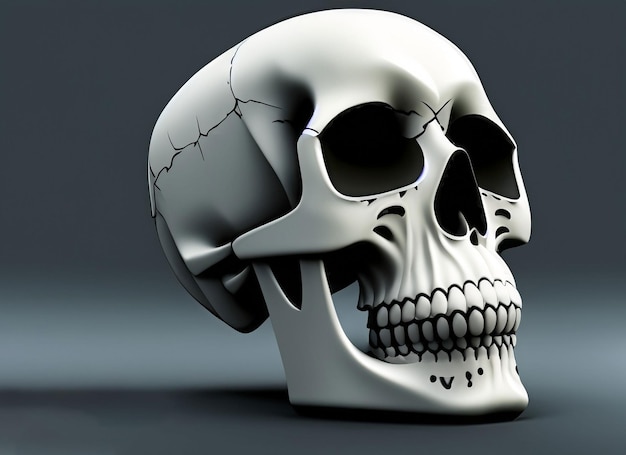 crâne humain sur un croquis de fond sombre