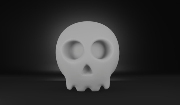 Photo crâne humain de dessin animé d'halloween, rendu 3d.