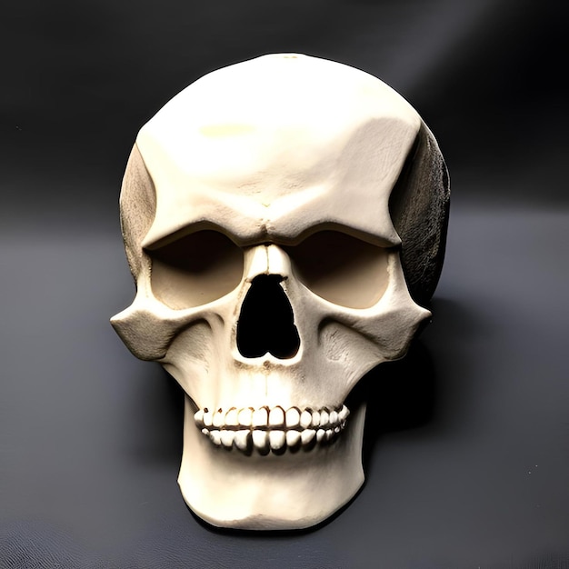 Le crâne humain est sombre, peu d'éclairage, un aspect réaliste.