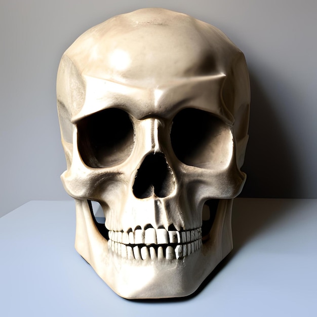 Le crâne humain est sombre, peu d'éclairage, un aspect réaliste.