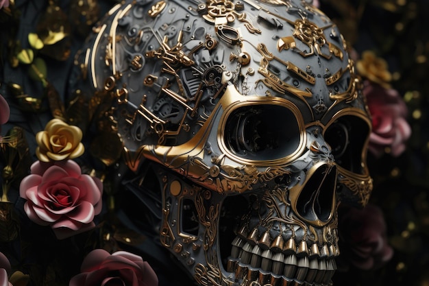 crâne de machine Dia de Muertos