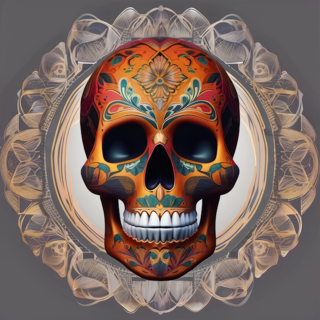 Un crâne mexicain coloré pour le jour des morts