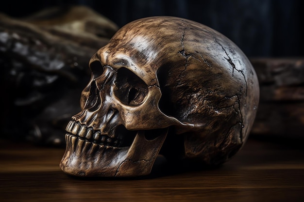 crâne, sculpture, sur, arrière-plan noir