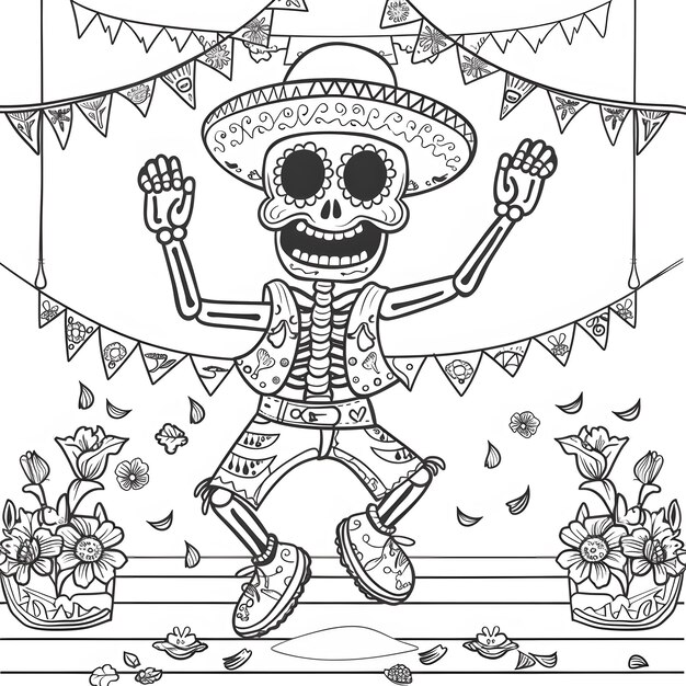 Photo le crâne de sucre jouant de la guitare dia de los muertos le jour des morts illustration vectorielle