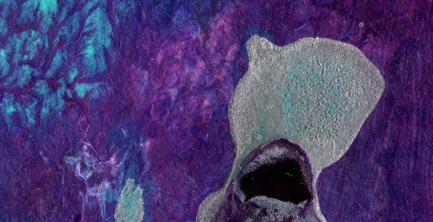 Un crâne violet avec une tête d'ours blanc dessus.