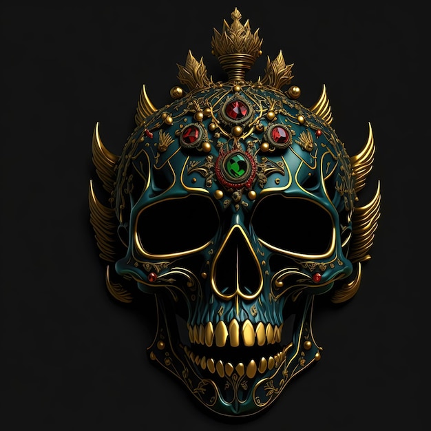 Crânes d'anciens rois humains et djinns décorés de bijoux en or et diamants