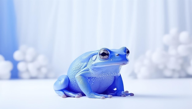 Crapaud venimeux bleu sur fond blanc