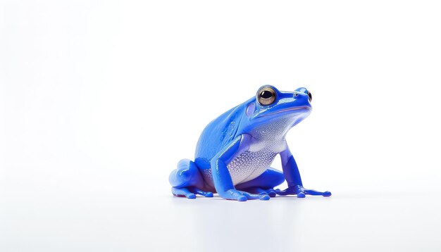 Un crapaud venimeux bleu sur fond blanc