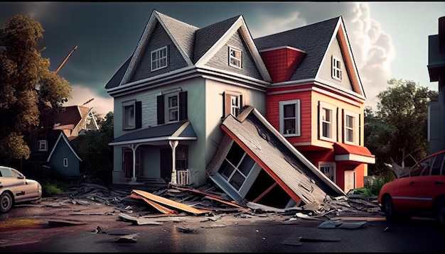 Crash du marché immobilier maison brisée AI générative