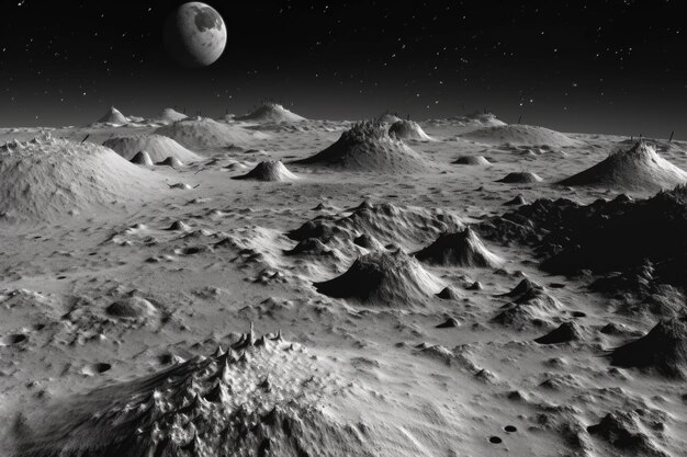 Cratères sur la surface des lunes en détail créés avec l'AI générative