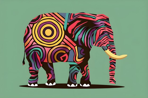 Photo la cravate est colorée. l'art de l'éléphant est coloré.