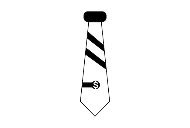 Cravate icône plate symbole d'affaires art contour noir signe oeuvre