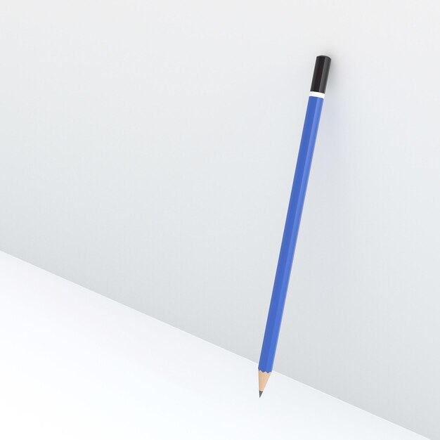 Crayon de bois de rendu 3D sur fond blanc