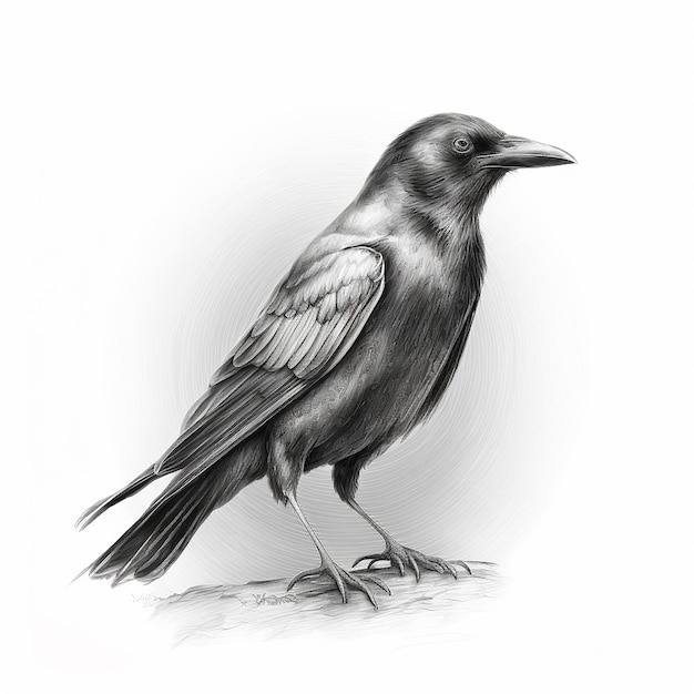 Crayon corbeau croquis corbeau animal dessiner AI généré