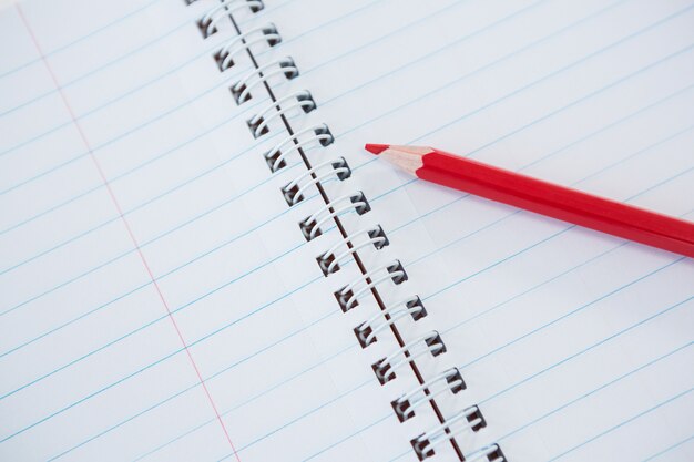 Crayon de couleur rouge conservé sur le livre