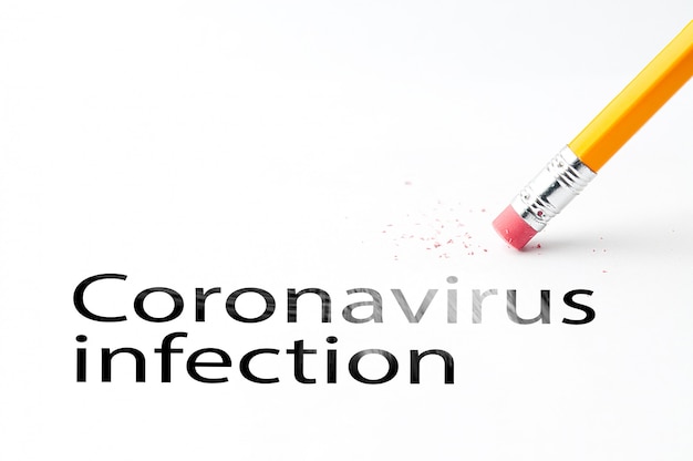 Crayon avec gomme Bulletin d'information sur le coronavirus Covid-19