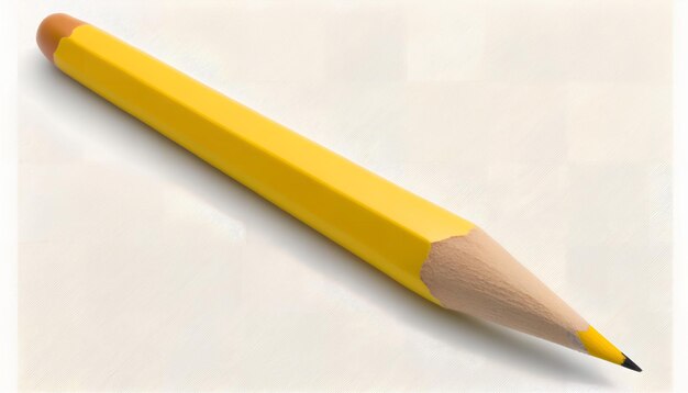 Un crayon jaune avec une extrémité pointue est posé sur une surface blanche.