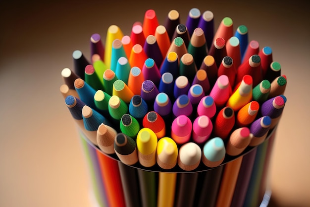 Crayons en bois multicolores pour dessiner en solitaire en gros plan