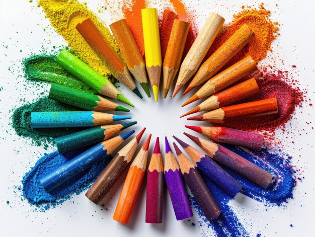 Photo des crayons colorés composés de motifs