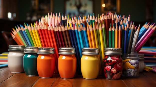 Crayons colorés sur la table