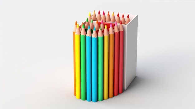 Crayons de couleur dans une boîte sur fond blanc