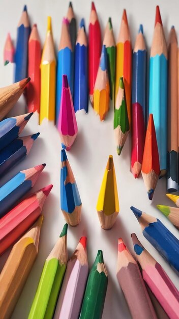 Crayons de couleur sur un fond blanc isolé