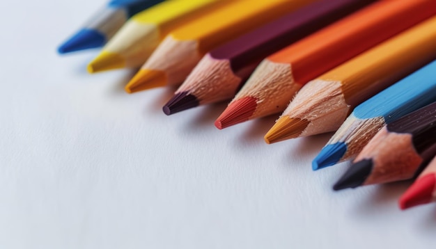 Crayons de couleur sur fond blanc