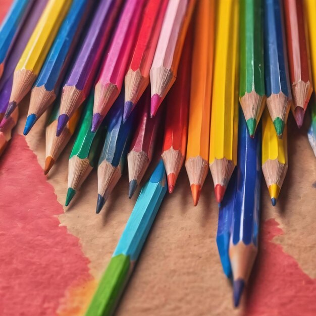 Crayons de couleur sur fond de papier