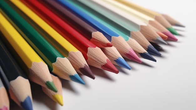 Crayons de couleur sur fond de studio blanc