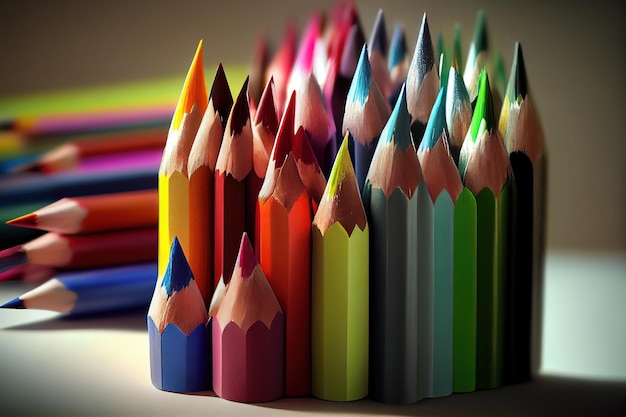 Crayons de couleur retour à l'école Generative Ai