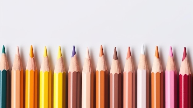 Crayons de couleur vibrants d'affilée générés par l'IA