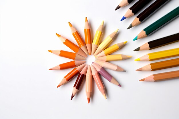 Crayons sur fond blanc Ai génératif