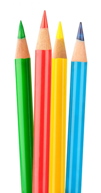 Photo crayons multicolores isolés sur fond blanc