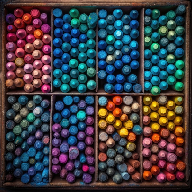 crayons pour dessiner art mural carré photo fabrication palette fond illustration de couleurs vives