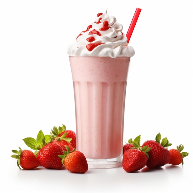 Creamy cocktail de fraise crème glacée dessert sucré de nourriture traite illustration génération d'IA