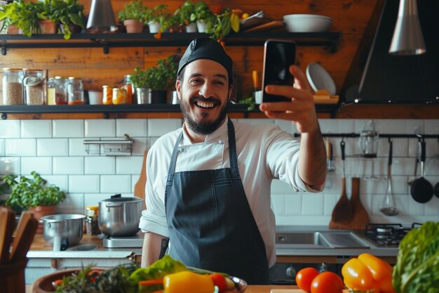 Créateur de contenu alimentaire blogueur téléphone appareil photo blogue médias sociaux production et partage de contenu lié à la nourriture canaux en ligne points de vente vlogging cuisine culinaire cuisine