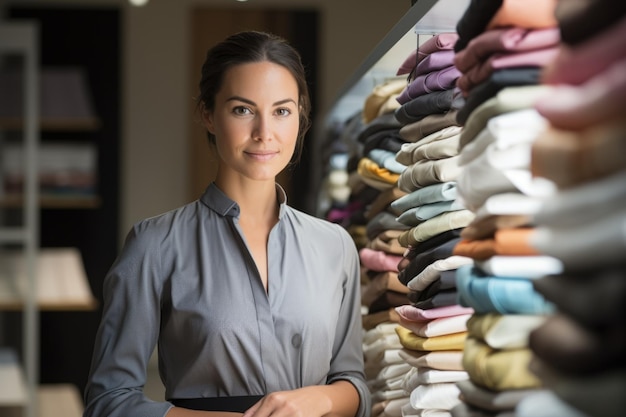 créateur de mode de 35 ans vêtement créatif et à la mode tenant des échantillons de tissu