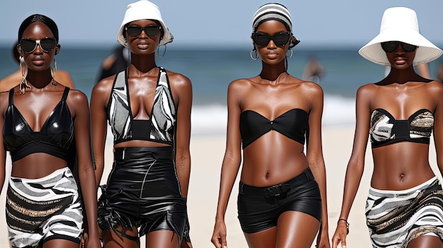 Les créateurs de maillots de bain noirs créent des vêtements de plage époustouflants et innovants qui allient mode et fonctionnalité pour les femmes de toutes tailles et formes. Généré par l'IA