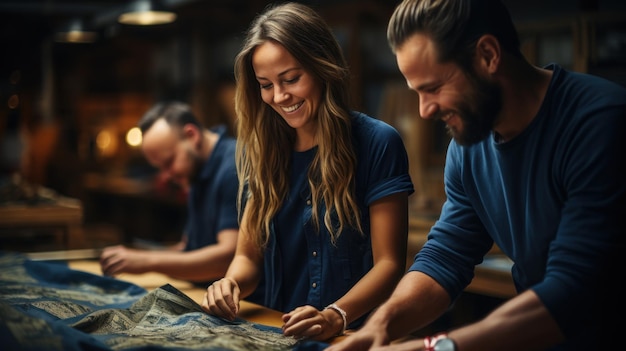 Des créateurs de mode travaillant sur une nouvelle collection de vêtements dans un studio