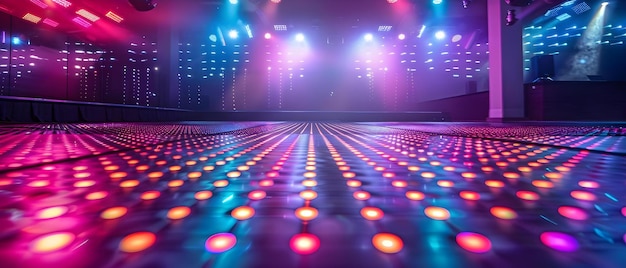 Création d'une atmosphère de boîte de nuit avec une piste de danse LED vibrante et des lumières brillantes Concept d'éclairage de boûte de nuit Éclairage de piste de dance LED Lumière Streaks Atmosphère de fête Lumière colorée