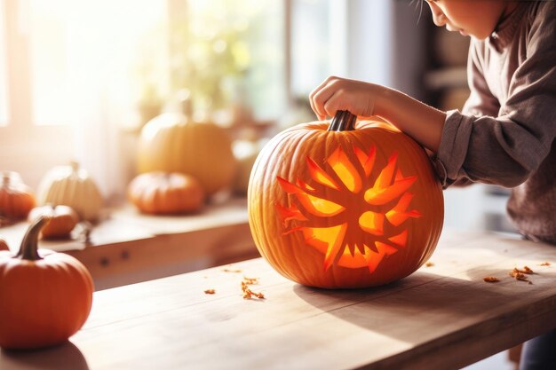 Création de citrouille souriante bricolage artisanat d'halloween pour petite fille