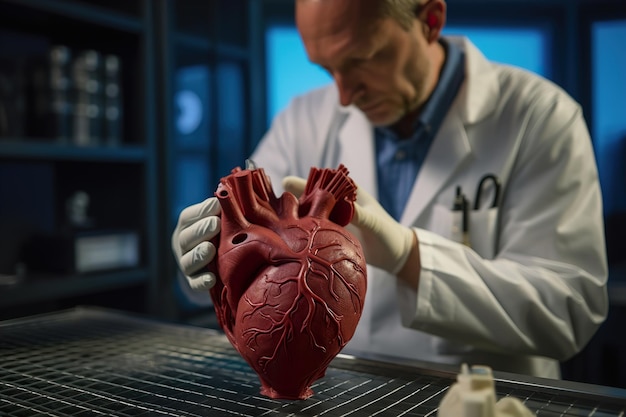 Création d'un cœur artificiel médical d'impression d'ingénierie biologique cardiaque ai générative