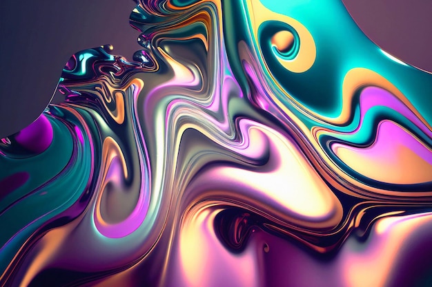 Création d'un fond d'illustration 3D en chrome à gradient liquide dynamique abstrait