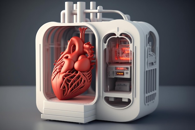Création d'une impression 3D médicale de cœur artificiel de greffe de modèle cardiaque