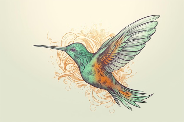 Création de logo de colibri dessiné à la main