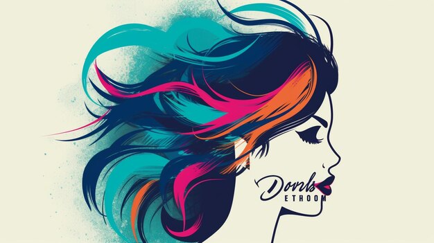 Création de logo pour femme avec cheveux colorés