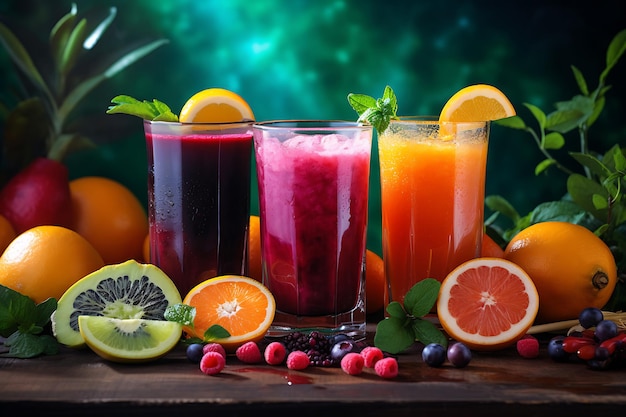 Créations de jus colorées jus de fruits faits maison