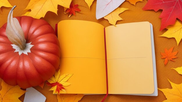 Creative Harvest PartOpened Notebook avec Springs Orange Pumpkin Reflection