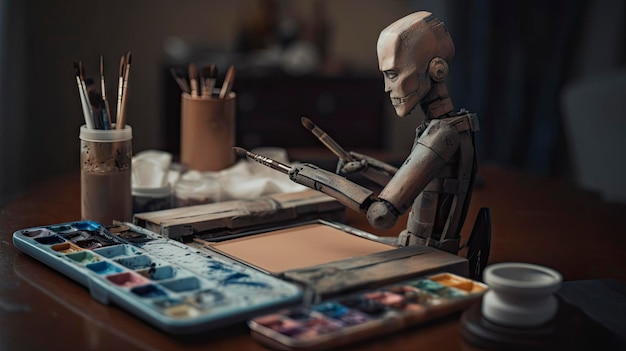 Creative Robot Artist au travail avec plusieurs effets de filtre